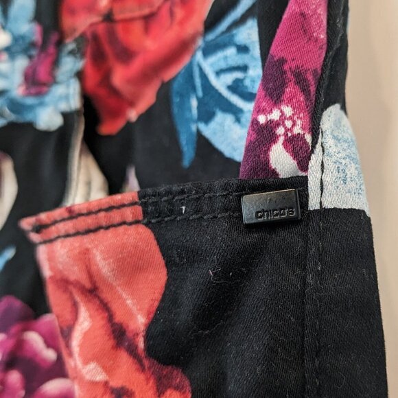 Chico's Jeggings Black Floral Stretch Button Pants Chicos Size 3R Womens 16R - Picture 9 of 16